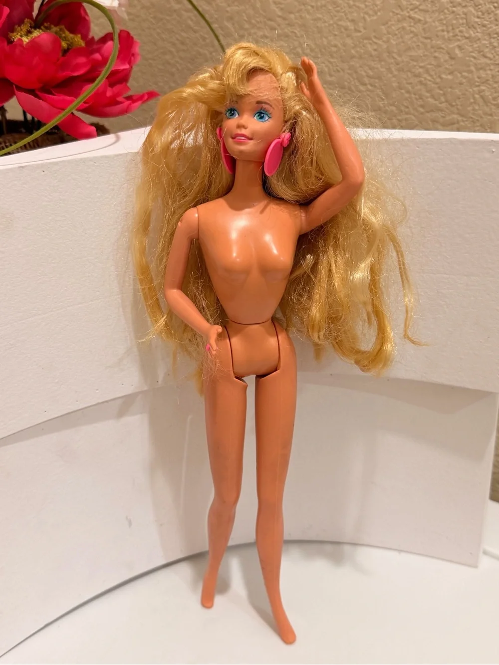 Mattel Blonde Fashion Doll with Pink Earrings